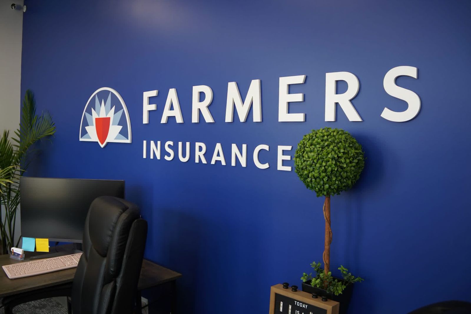 Inside the Harlan Agency Farmers Insurance office in Old Town Saginaw, Michigan